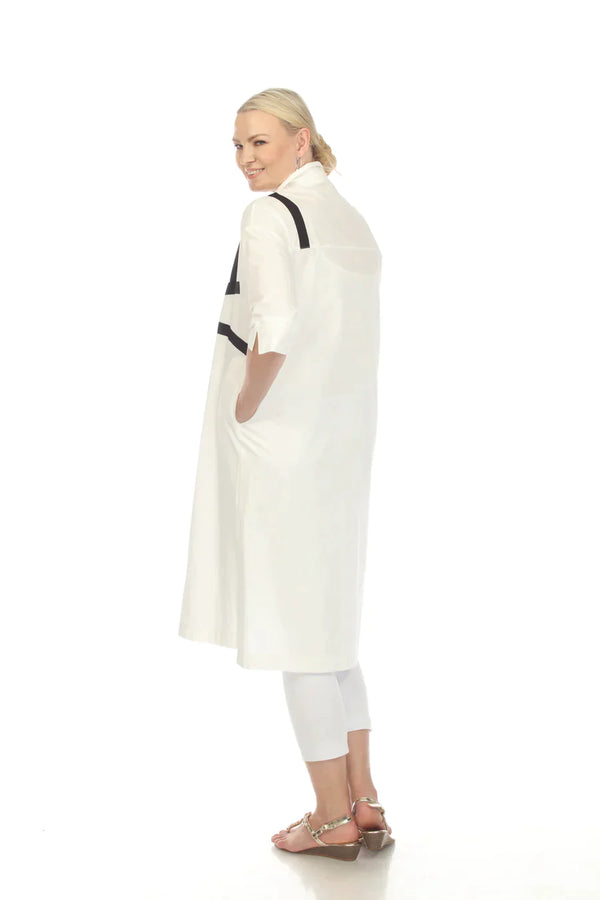T4535 Cotton Poplin Dress-White