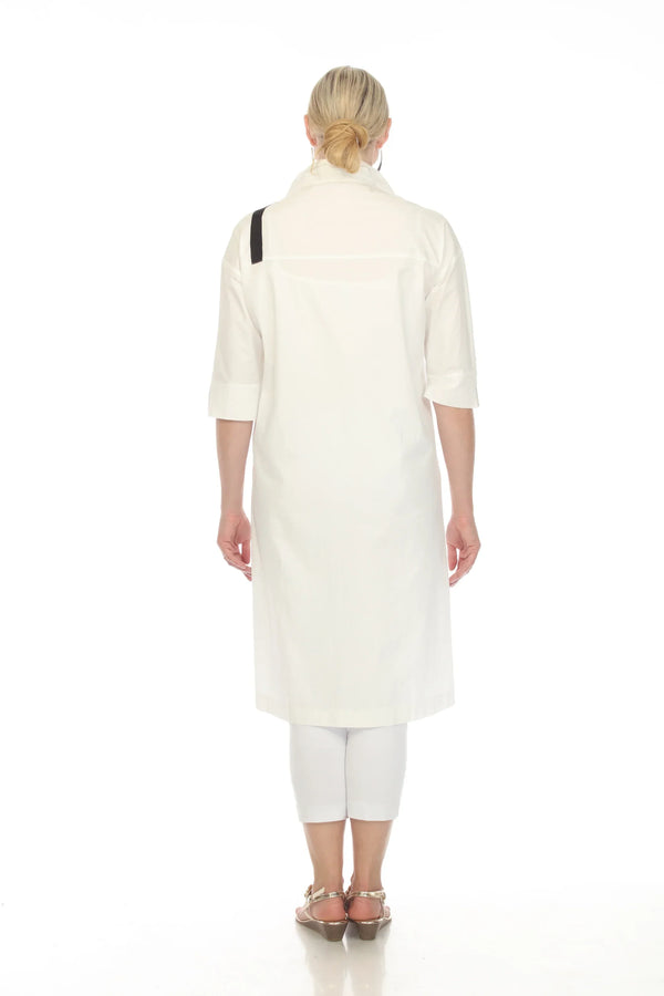 T4535 Cotton Poplin Dress-White