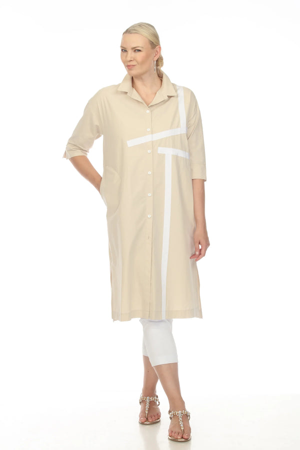 T4535 Cotton Poplin Dress-Khaki Absolutely Abigail's T4535 Cotton Poplin Dress-Khaki Absolutely Abigail's