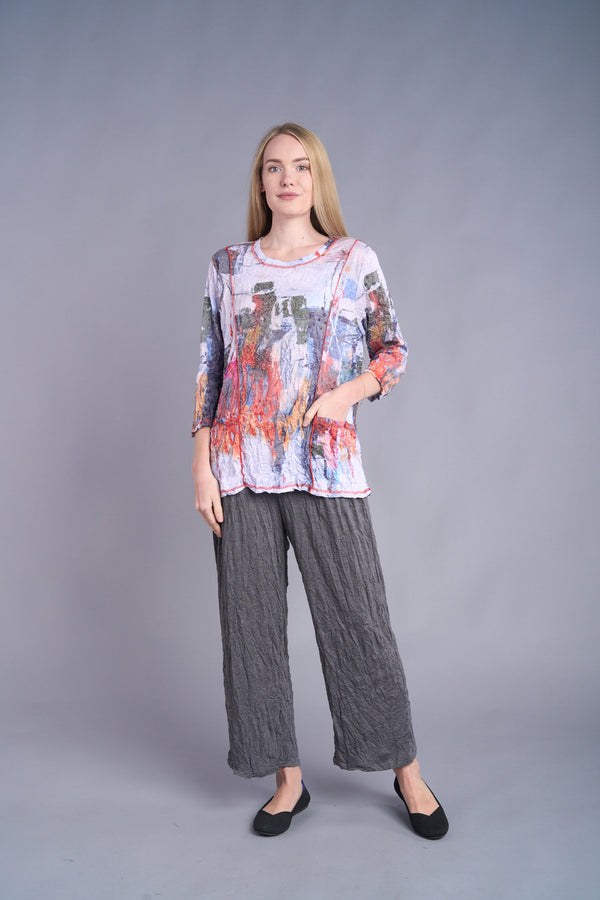 24624 Crinkle Solid Pants-Grey