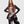 Load image into Gallery viewer, Woman wearing ET136M Fabulous Tunic Top with dark floral print, sheer black lace sleeves, and layered hem - 2
