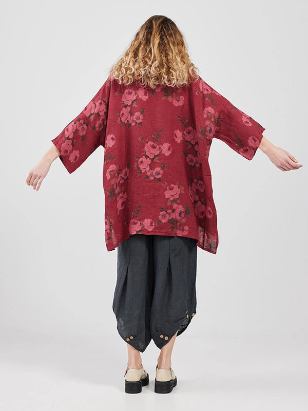 5202 Teddy Floral Shirt-Berry