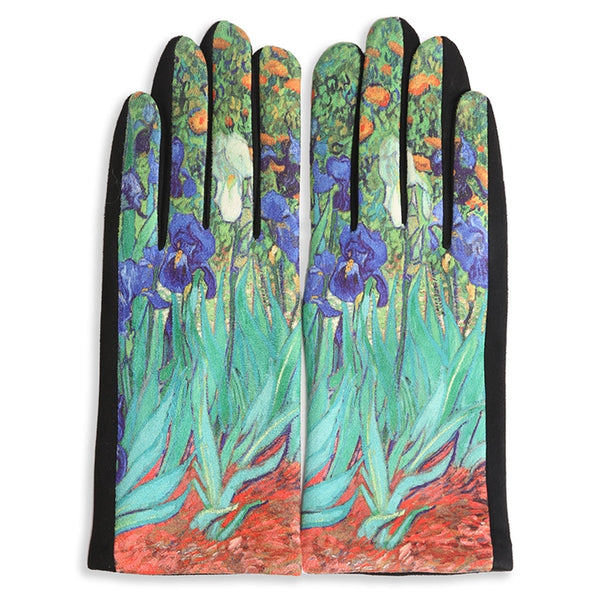 Artisan Portrait Suede Gloves-Irises