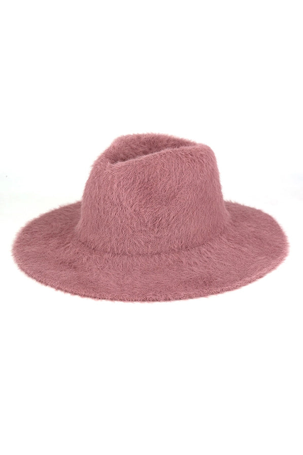 Fuzzy Palin Fedora Hat-Mauve