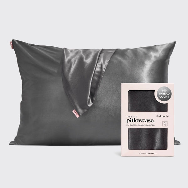 KITSCH Silky Satin Pillowcase-Charcoal