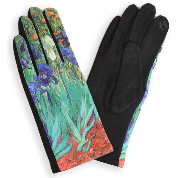 Artisan Portrait Suede Gloves-Irises