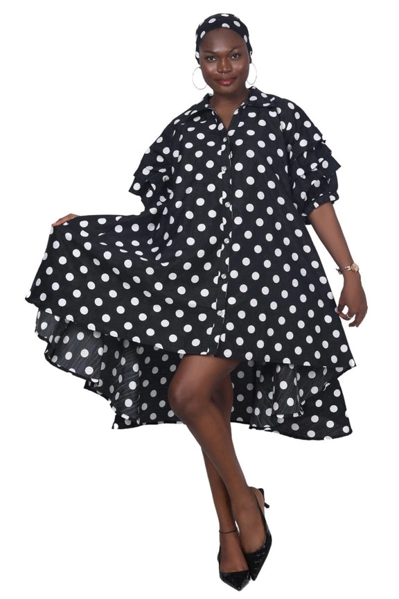 AD26-01 The High-Low Echo Dress-Paris Polka