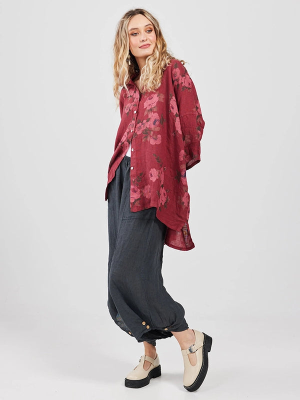 5202 Teddy Floral Shirt-Berry