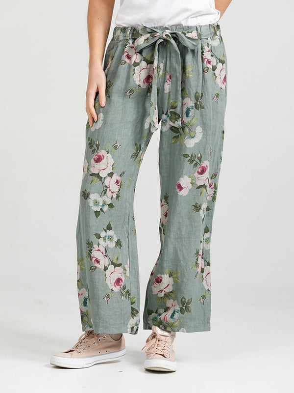 5202 Eva Floral Pant-Green