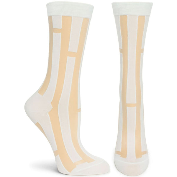 WW09 iconics 2 Sheer Pinstripe Socks-White