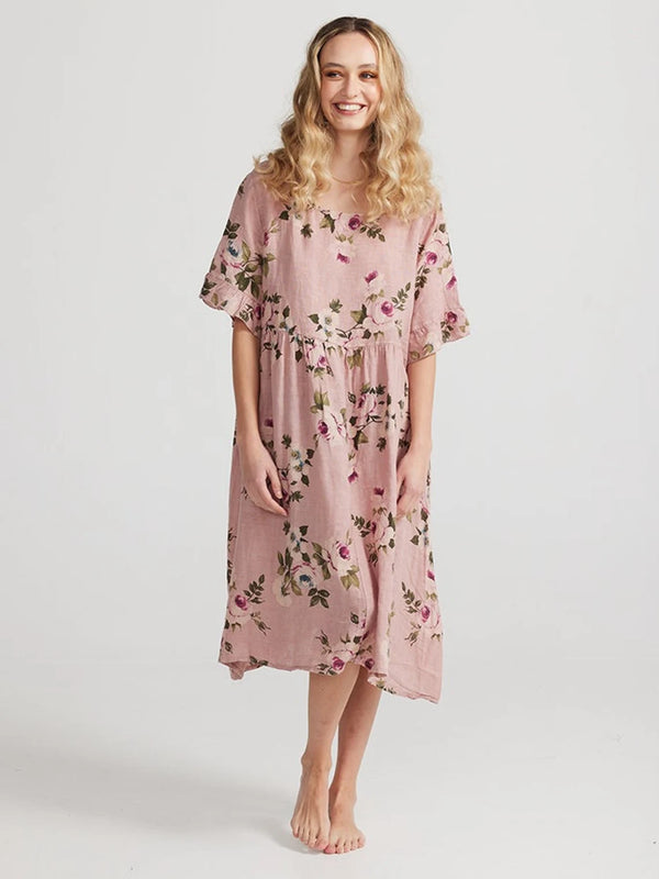 5202 Audrey Floral Dress-Olive