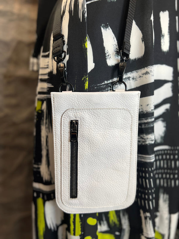 0045 Leather Cell Crossbody bag-White