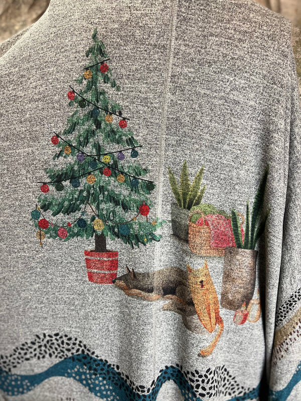 T1086AT O/S Uneven Hem Pullover-Ho-Ho-Home!