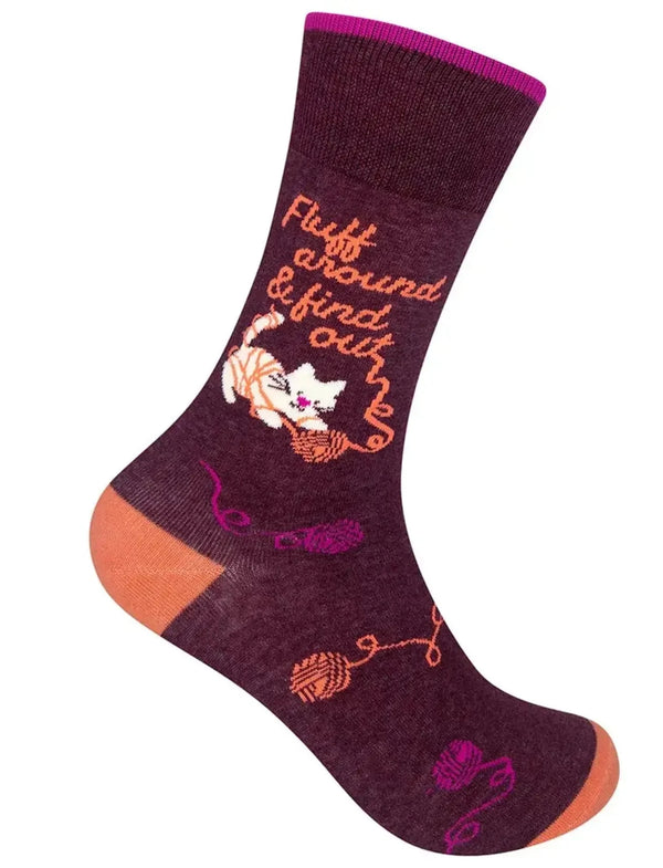 Art To Wear Novelty Socks-fluff around and find out 🐱 🧶