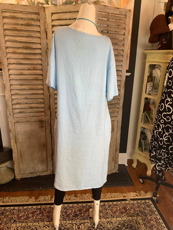 GN3125 Linen Rose Long Dress-Blue