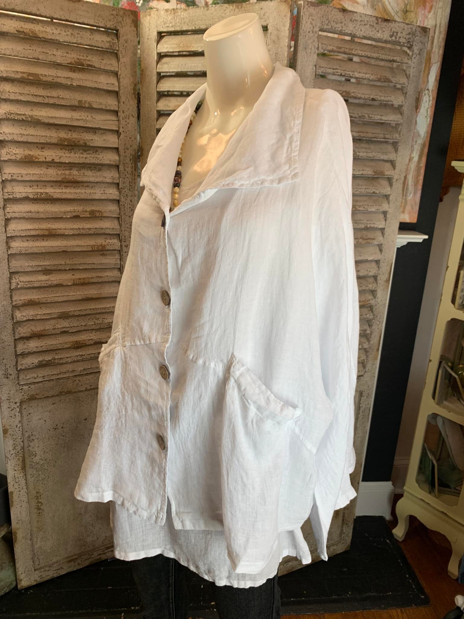 91417-22 Linen Blazer Topper-White – Absolutely Abigail's