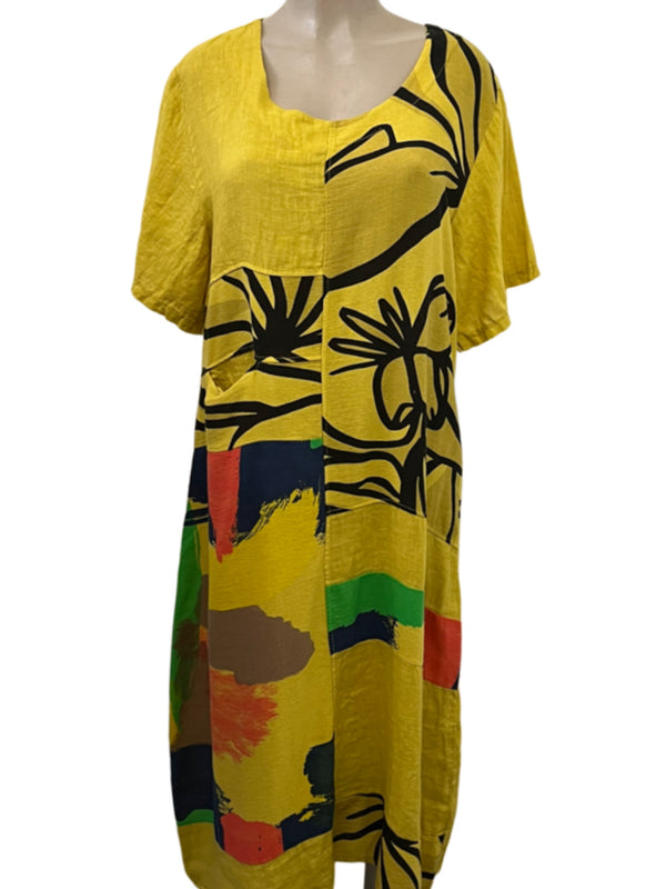 90617P-23 Linen Paint Dress-Mango